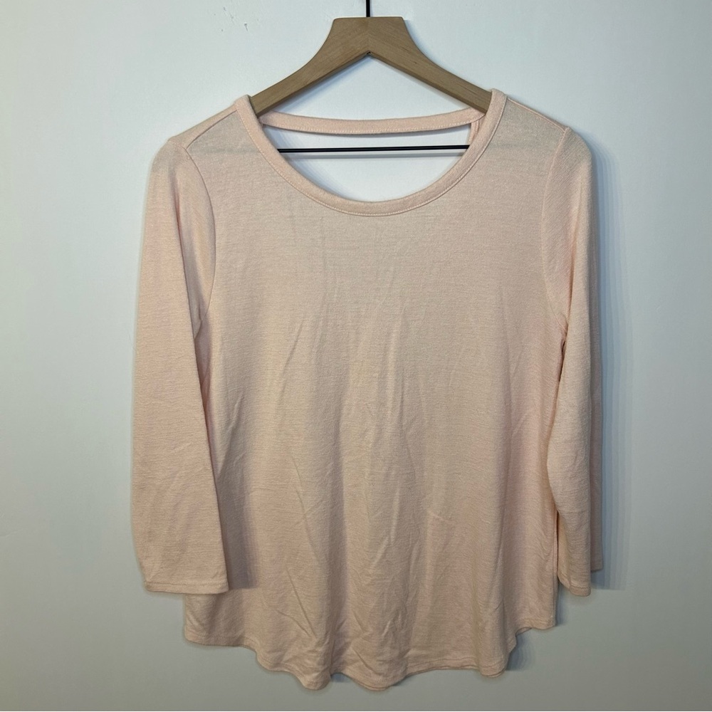 Loft Blush Pink 3/4 Length Sleeve Open Back Sweater, Size Medium
